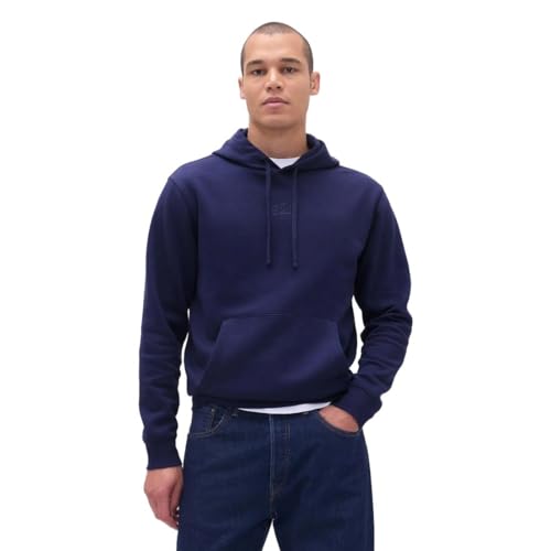 Image of Gap Men Printed Cotton Blend Relaxed Fit Full Sleeve Hoodie