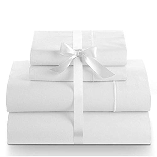 LINENWALAS 1000 Thread Count 100% Cotton Bed Sheets King Size - 1 Fitted Sheet Only | Silk Like Soft, Breathable & Cooling Sateen | Fits Mattress Upto 16'' Deep Pocket (King, Snow White)