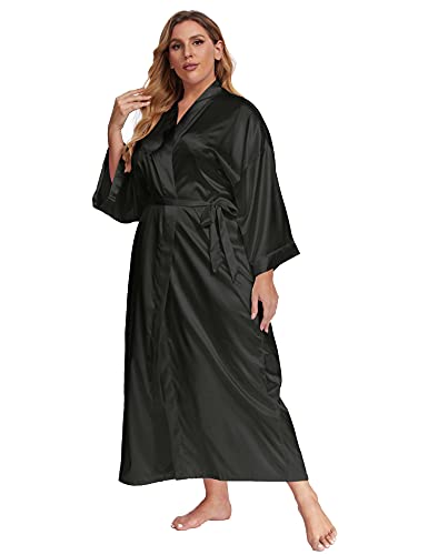 Women's Plus Size Long Satin Robes Plus Size Long Silk Robes Kimonos Sleepwear Dressing Gown4