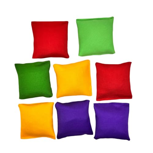 8 Pcs Small Bean Bags for Tossing, 3' x 3' Small Bean Bag for Kids Toss Game Cornhole Game Daycare and Home Schooling Indoor Outdoor Backyard Activities, Assorted Random Colors