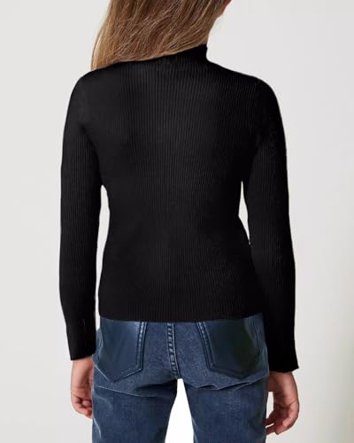 OEBLD Girl's Mock Turtleneck Sweater Ribbed Knit Long Sleeve Pullover Soft Stretch Slim Fitted Top4