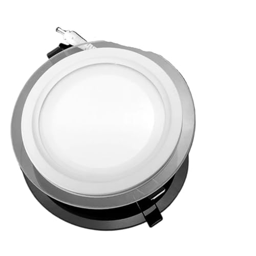 Panel LED empotrado de 18W redondo con cristal y luz blanca fría de 6000K