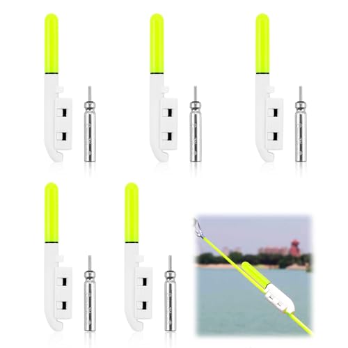 5pcs Rod Tip Lights – Night Fishing Bite Alarm con Green Luminous Glow Sticks & Buckle – impermeabile, portatile, include 5 batterie