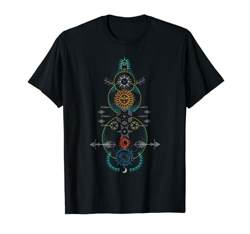 Sacred Geometry T-Shirt - Earth Sun and Moon T-Shirt T-Shirt
