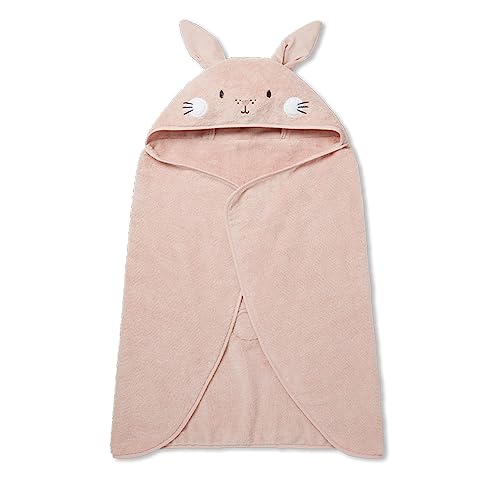 MORI Unisex Hooded Bunny Towel Blush Organic Cotton Absorbent Quick Drying Lightweight 100x88cm for Infants Durable Comfortable Blanket Ideal for Bathing Home or Travel