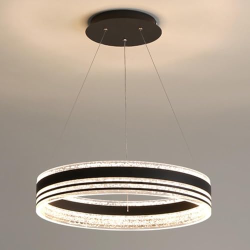 Lustre suspension cercle métal or de 50 cm pour éclairage intérieur moderne halo acrylique