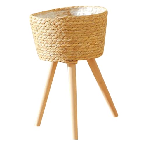 NULYLU Soporte De Flores De Madera, Cesta Tejida, Soporte para Plantas, Cesta para Plantas con Soporte, Macetas, Cesta para Plantas, Maceta con Soporte, Cesta para Plantas con Patas,