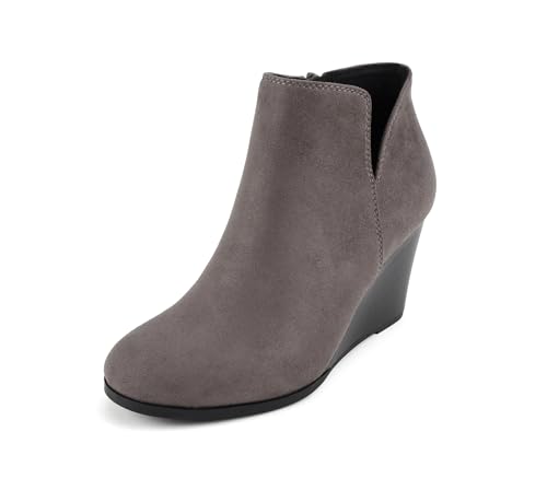 Image of Soda Ability - Mid Ankle Bootie w /Split Shaft and Zipper Stacked Wedge Heel