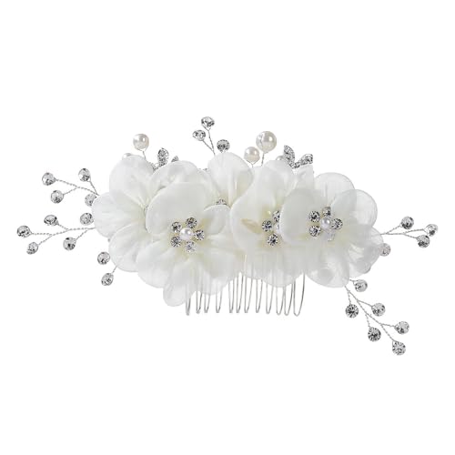 Peine para cabello nupcial con cristales y perlas miniatura 1