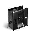 HILLMASTER Privacy Pocket Door Lock Pull, Matte Black Pocket Door Hardware Solid Brass Pocket Door Handle Sliding Door Lock Door Latch for 1-3/8” Thickness Door,Black,1 Pack