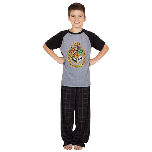 Harry Potter Hogwarts Crest Raglan Plaid Pant Pajama 2pc Set3
