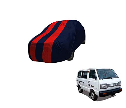Image of Auto Hub Car Cover Compatible with Maruti Omni with Mirror Pocket,Triple Stitched, Weather Proof, Omni Car Cover- Navy-Red