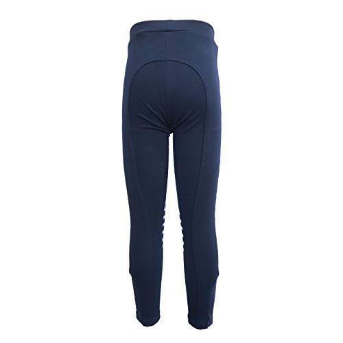 Hr Farm Child's Knee Patch Silicone Grip Horse Riding Pull On Breeches With Zip Pocket Low Rise (Navy, 10 Years) #TOP2