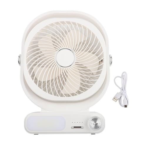EasyByMall Ventilador de escritorio USB 3 en 1 montado en el coche con giro de 360°, luz nocturna LED y refrigeración de 6 velocidades, para vehículo, hogar, oficina, camping