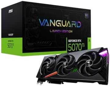 MSI RTX 5070 Ti 16G Vanguard SOC Launch Edition Graphics Card (16GB GDDR7, 256-bit, Extreme Clock 2602 MHz, DisplayPort x 3 2.1a, HDMI 2.1b, NVIDIA Blackwell Architecture)