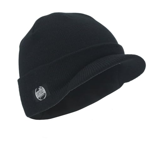 Plain Sports Visor Billed Knit Radar Cuff Beanie...