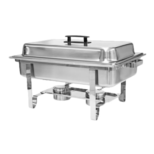 A-to-Z Supply SLRCF001 Economy Chafer, 8 Quart, Full-Size, Welded Frame, dripless Water pan, Lift-Off Cover with Plastic Handle, Duel Fuel Holder, Stainless Steel, Mirror-Finish