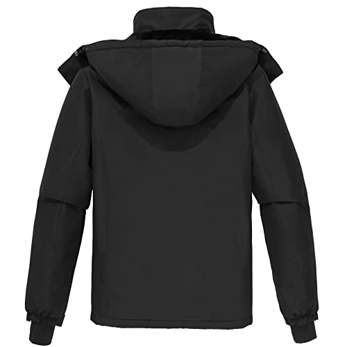 Camel Crown Men'S Mountain Snow Waterproof Ski Jacket Detachable Hood Windproof Fleece Parka Rain Jacket Winter Coat Black thumb #4