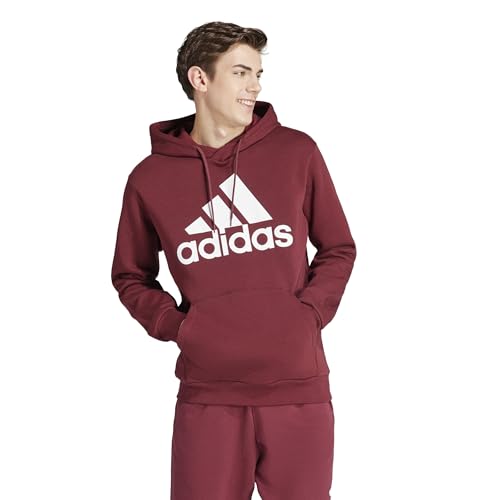 adidas Mens Essentials Fleece Hoodie Training Athletic Outerwear Casual Pockets - Red - Size 2XLT3