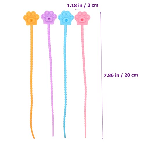 20 Piezas Cintas para Cables de Silicona con Forma de Huella de Gato Reutilizables para Gestión de Cables, Duraderas y Ligeras, Multicolor para Organización miniatura 2