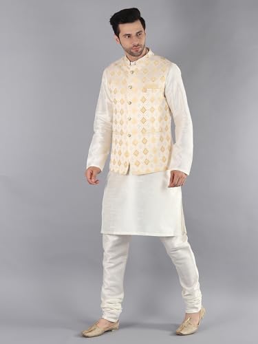 Image of Uri and MacKenzie Men's Silk Blend Kurta Pajama with Designer Ethnic Nehru Jacket /Modi Jacket