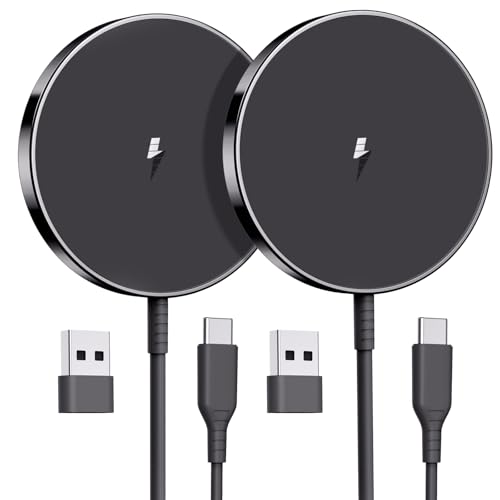 Magnetic Wireless Charger 15W Fast Mag Safe Charger for 16/15/14/13/12 Series 2 Pack 5ft Cable Wireless Charging Pad for AirPods 3/2/Pro 2/Pro Mag-Safe Original Replacement