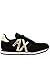 Armani Exchange Women's AX Logo Trainer, Black + Light Gold, 6.5