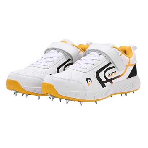 Image of DNINE Kings Men, Bowling Spikes Cricket Shoes, White /Yellow