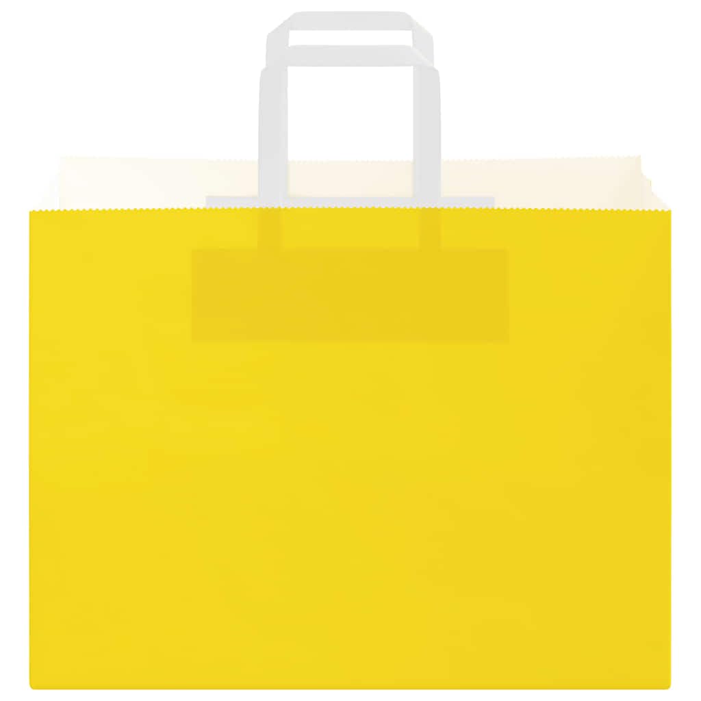 Bolsas de papel amarillo con asas de cuerda de papel, 32 x 17 x 25 cm, 50 unidades, papel de estraza para bolsas de regalo, fiestas, celebraciones, cumpleaños, bodas, Navidad