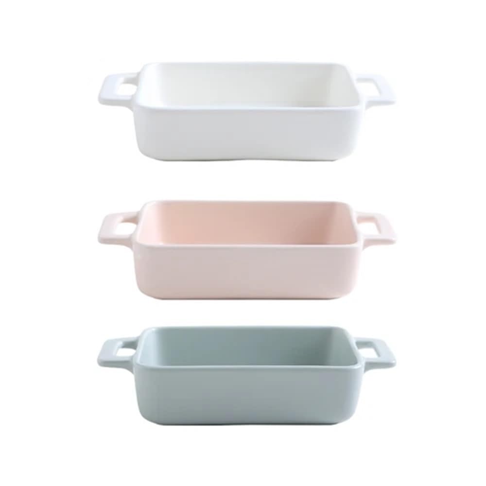 Fuente de cerámica for Hornear con Doble asa, Apta for Horno, Ideal for lasaña, Pasta, horneado, asado y Uso Familiar. Distribución Uniforme del Calor.(3-Piece Set)