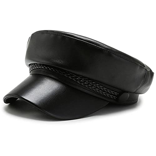 XYIYI Damen Fiddler Cap Newsboy Hut PU Leder Visor Baskenmütze Cap Paperboy Gatsby Hut