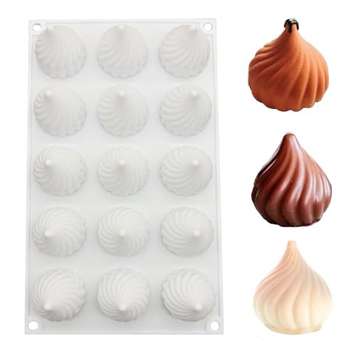 duoyif Molde de chocolate de Llama, 15 Cavidades Ø 42 mm Altura 45 mm, Libre de BPA, Molde de praliné flame, Molde para hornear de silicona Llama para chocolate caramelo gelatina (blanco, flame)