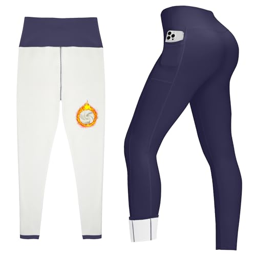 Fleece Lined Leggings for Women with Pockets Windproof Thermal Winter Yoga Pants Buttery Soft High Waisted Gym Hiking