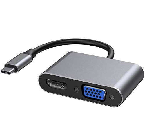 AIFEIMEI usb type c hdmi vga アダプタ Type C to HDMI VGA USB3.1 Thunderbolt 3 to VGA HDMI 2in1 同時表示 4K解像度 高速転送 MacBook/MacBook Air 13inch 2018/iPad Pro 2018/Surface Go/Book 2/Galaxy S10/USB C デバイス対応 (スペースグレイ)