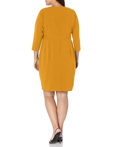 London Times Women's Work Office Business Sheath Dress with Button Waist Detail, Tawny Olive2