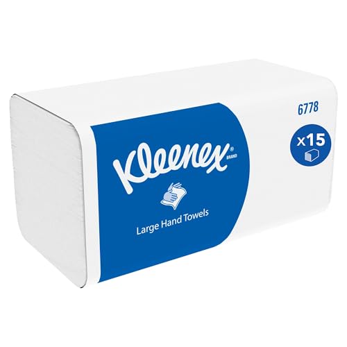 Kleenex Ultra Paper Towels, V-Fold 2-Ply White Interfold Towels, Ultra-Absorbent, Tear-Resistant, FSC Certified, 15 Packs x 124 Sheets (1,860 Sheets Total), Model Nr. 6778