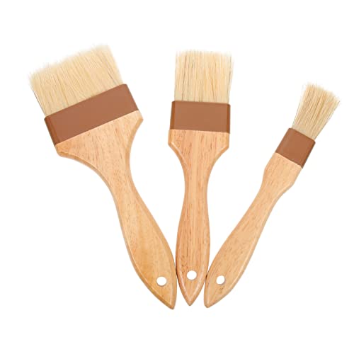 ABOOFAN 3Pcs Portable Basting Brush Natural Bristle Sauce Brush with Wooden Handle for Bbq Baking and Cooking Easy to Clean and Store Lightweight Kitchen Tool