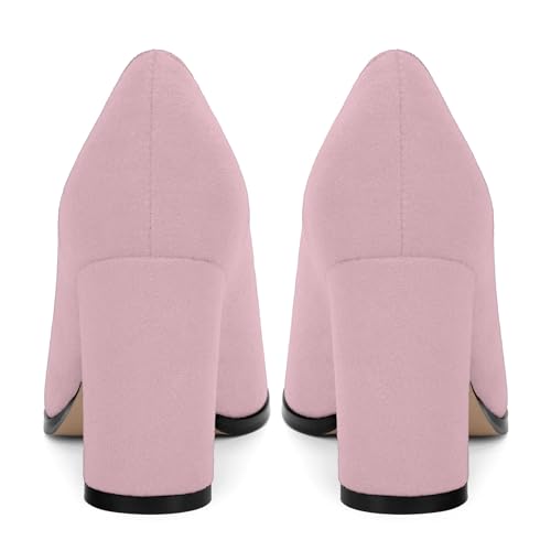 Women's Pumps, Closed Square Toe High Chunky Heels Dress Pumps with Fashionable Rhinestone Embellishments for Women4