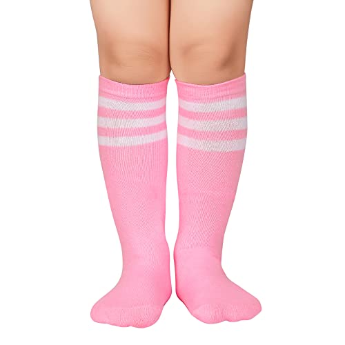 Kids Child Soccer Socks Knee High Tube Socks Toddler Girls Uniform Socks Cotton Cute Sport Stocking For Boys Girls 1 Pair Pink White One Size #TOP7