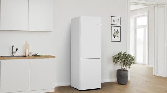 Bosch KGN362WDF Refrigerator-Freezer placed in a modern kitchen setting.
