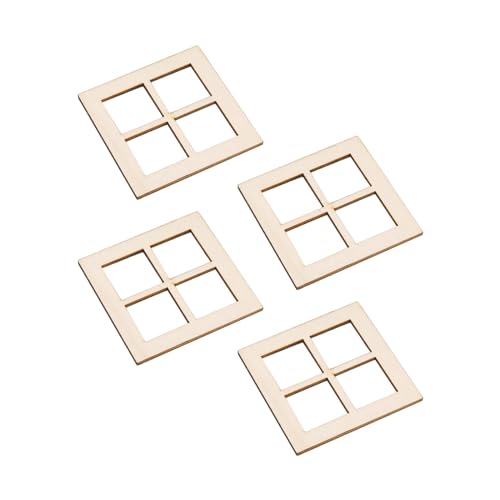 4X Kleine Holzfenster Modell Mini DIY Fensterläden für Die DIY Puppenhaus Dekoration 4X Kleine Holzfenster Modell Mini DIY Fensterläden für Die DIY Puppenhaus Dekoration