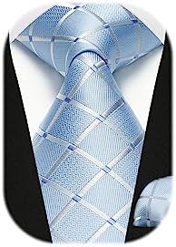 HISDERN Check Wedding Plaid Tie Handkerchief Men's Necktie Pocket Square Set For Formal Business