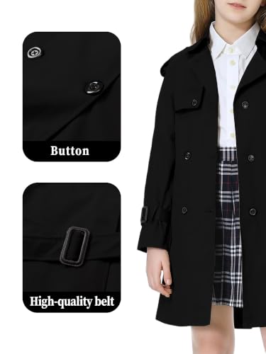 Image of Betusline Womens & Girls Waterproof Trench Coat Double Breasted Lapel Overcoat Outerwear, 3 Years - Women 2XL