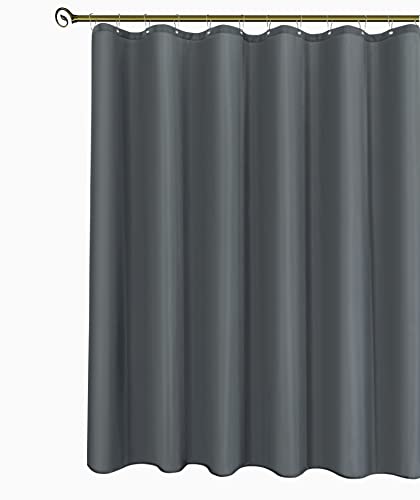 Biscaynebay Fabric Shower Narrow Stall Curtain Liners 48" Width By 72" Length, Dark Grey Water Resistant Bathroom Curtains, Rust Resistant Grommets (8 Holes) Weighted Bottom Machine Washable #TOP5