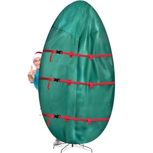 jumbo upright christmas tree storage bag 420d oxford heavy duty, holds up to 9 12 ft tall artificial trees, xmas storage container with handles and sleek zipper