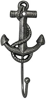 Hampton Nautical Rustic Silver Decorative Cast Iron Anchor Wall Hook, 7" - Rustic
