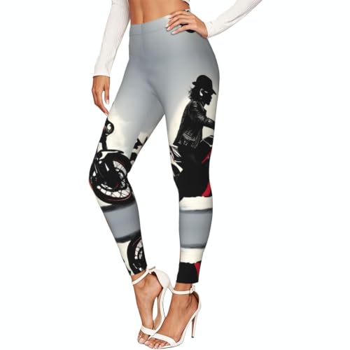 Leggings de compresión para mujer con estampado de ciclista mallas suaves cintura alta