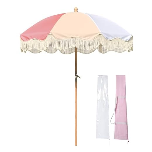 Best pink rain umbrella LAGarden Vintage 6FT Fringe Patio Umbrella