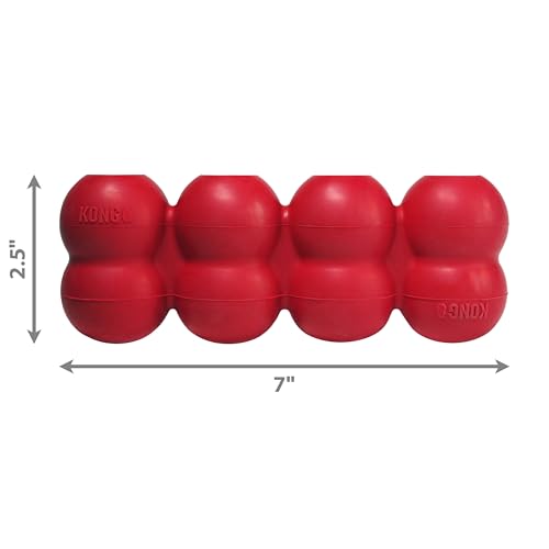 KONG Goodie Ribbon - Befüllbares Hundespielzeug aus Naturkautschuk - Kauspielzeug in Knochenform - Für Mittelgroße Hunde