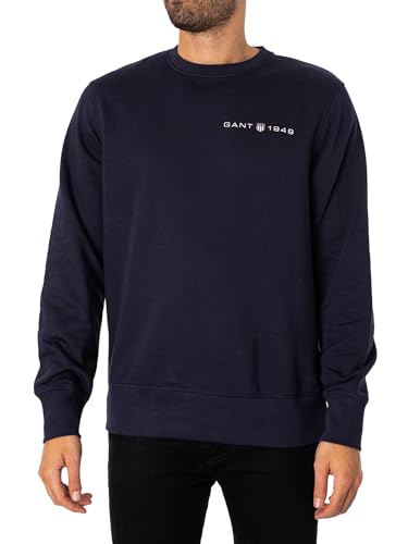 GANT Sudadera con Cuello en C para Hombre, Azul Noche, L